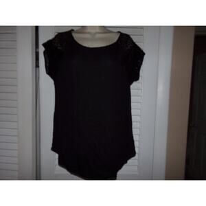 Rue 21 black semi sheer top glitter sleeves M EUC